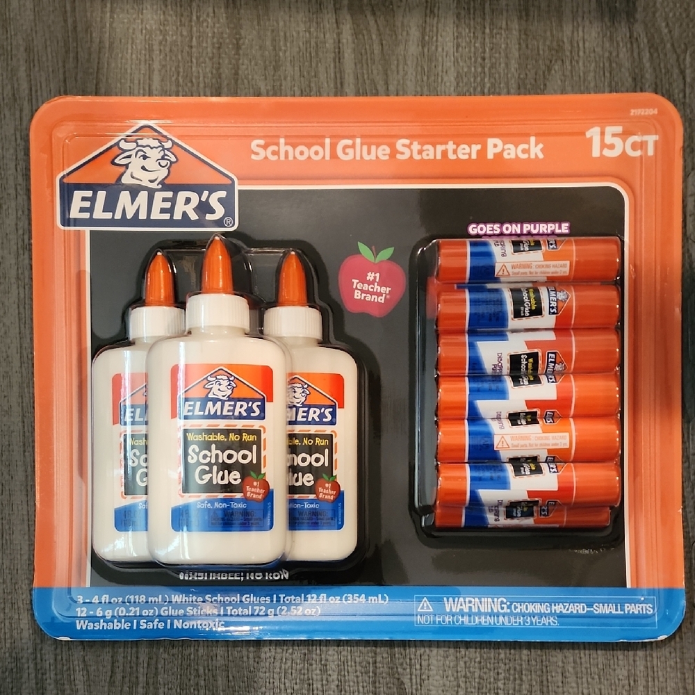 Elmer's School Glue Starter Pack - 3 4oz School Glue & 12 Glue Sticks